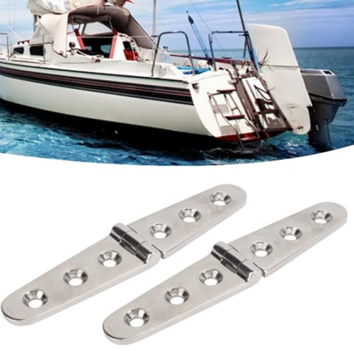 2pcs Heavy Duty Stainless Steel Marine Hinge, 3 Hole Strap Hinge for Cabinet, Boat, Garden Gate