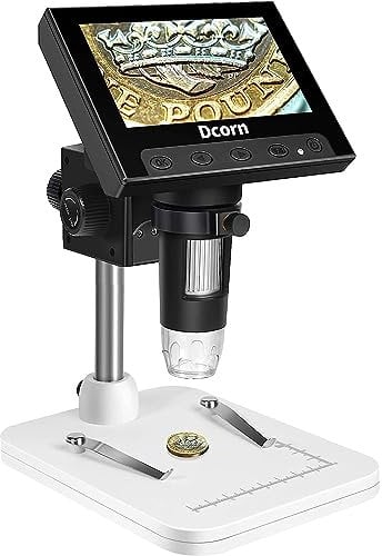 Dcorn 4.3'' LCD Digital Mikroskop, Münze Mikroskop 50X-1000X Vergrößerung Mikroskop für Münzbeobachtung/PCB-Löten, Windows-kompatibel