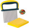 Wellenschneider Kartoffelschneide Edelstahl Pommesschneider Crinkle Slicer Wellenschneider Messer mit Griff Küchen Schneidewerkzeug für Kartoffeln Gemüse und Obst, Gelb