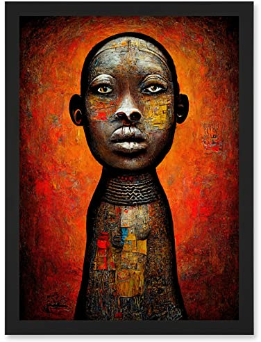 Doppelganger33 LTD Modern African Oil Ceremonial Statue Artwork Framed Wall Art Print A4