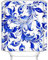 EHOMERY Duschvorhang Indien Badevorhang Gewicht Blume Duschvorhango Duschrollo Retro Polyester Blau Rostfreie Ösen Und 12 Hakenringe, 140X180Cm