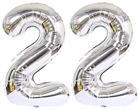 D2D | Party Balloon Zahl 22 XL in Silber - Größe: 80 cm - Geburtstagdeko - Folienballons - Zahlenballons - Helium Ballons