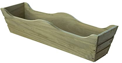 MADELEA Jardinera Balcon de Madera Ondulada DE 80x20x19 Autoclave 16 L marrón para Exterior + Bolsa GEOTEXTIL…