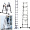 Telescopic Folding Ladder 5M Multi-Purpose Ladder 2.5M/2.5M A Frame Collapsible Ladder Extendable 16 Steps Home Ladder 330lbs Capacity EN131
