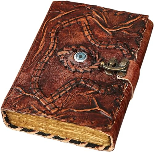 Hocus Pocus Zauberbuch, Zauberbücher mit echten Zaubersprüchen, Requisiten Halloween Dekorationen Dekor, Buch der Schatten Zauberbuch, Hexen Geschenke für Frauen Leder Schreib- & Skizzenbuch (20,3 x
