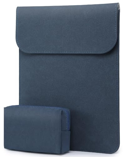 HYZUO 15 Zoll Laptop Sleeve Tasche für MacBook Air 15 M4 A3241 M3 M2 2025-2023, 15 Surface Laptop 7/6/5/4/3, MacBook Pro 15 2019-2016, Kunstlederhülle mit Tragetasche, Navy blau