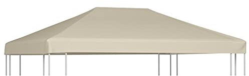 HIGSOSE Pavillondach 310 g/m² 4x3 m Beige Ersatzdach Pavillon Pavillon Zubehör Pavillondach Wasserdicht Stabil Winterfest Dach für Pavillon Gartenpavillon Abdeckung