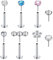 VF VFUN 20G 8mm Edelstahl Diamant CZ Nasenstecker Gewindelos Drücken Sie Hinein Nasenpiercing Blaues Herz Rosa Stern CZ Lippenpiercing Labret Cartilage Tragus Helix Ohrpiercing Piercing Schmuck