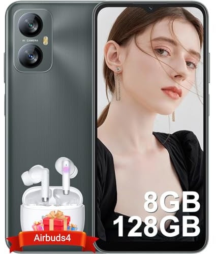 Blackview Mobile Phone, A52Pro 8GB+128GB/1TB(2024), 90Hz 6.52, 5180mAh Fast Charge, Android 13 Phone, Octa-core, 13MP+5MP, 4G Dual Sim Free, Fingerprint/Face Unlocked, 3.5mm Jack, Latest Phone -Grey