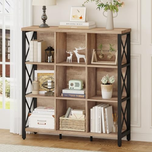 FATORRI Bücherregal mit 9 Würfeln (Eiche), Möbel