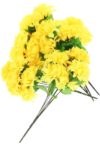 DEARMAMY Künstlicher Chrysanthemen Blumenstrauß Für Friedhof Grabdeko 4 Stück Realistische Grabchrysantheme Langlebig Outdoor Dekoration