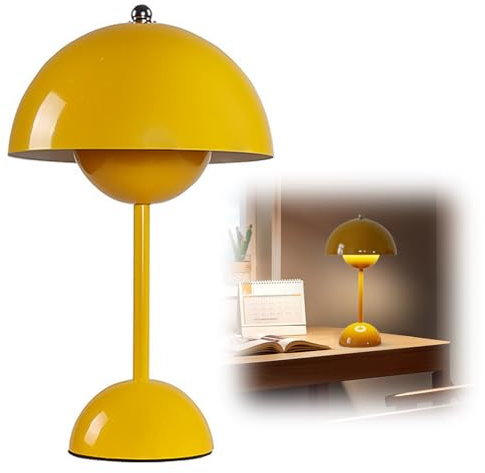 DASIAUTOEM Pilzlampen Tischlampe, LED Akku Tischlampe Kabellos, 3000k-6000k Moderne Aufladbar, Touch Dimmbar Tischleuchte Pilz LampeMit 3 Helligkeitsmodi, Dekorative Retro Schreibtischlampe