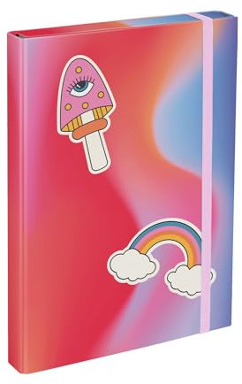 Baagl Heftbox für Schulranzen - Heftmappe A4 für Kinder mit Gummiband und Innenklappen - Sammelmappe, Sammelbox mit Gummizug für Jungen (Hippie)
