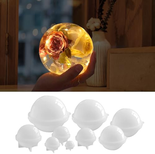 WIKIMO 9 Stück Epoxidharz Formen Kugel, DIY Klare Ball Silikonformen Epoxidharz Gießformen für Kristall und Desktop Dekoration