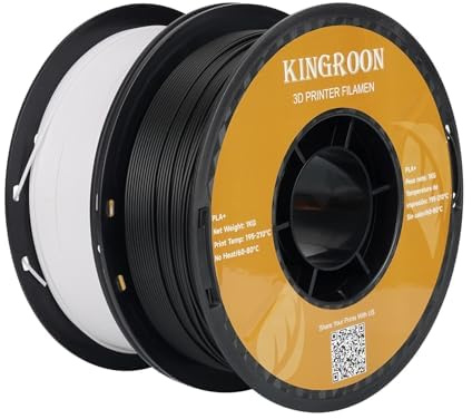 kingroon 3D Printer Filament PLA 3D-Druckerfilament,… (Poly Milchsäure +, Schwarz -Weiß -Pla+)