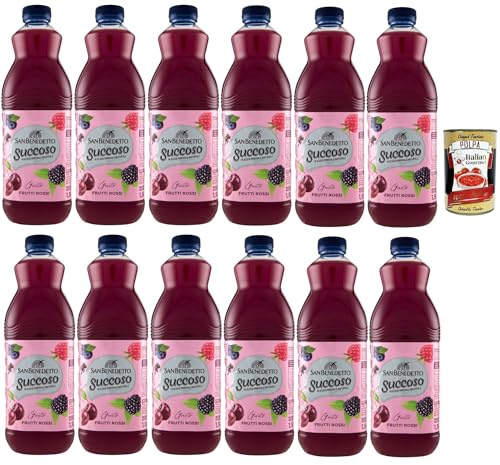 Italian Gourmet Succoso Frutti Rossi bevanda Saft PET Flasche 12 x 1,5L | Sapore dolce e intenso; erfrischend gekühlt, adatta a feste, picnic, Büro, Gesamtnettogewicht 18 L + Kostenlos Polpa 400g