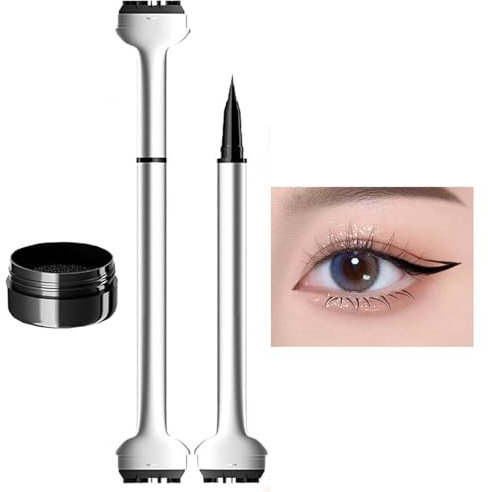 Doppelköpfig Flüssiges Eyeliner Stempel Stift Makeup Set, Wasserdicht Lang anhaltend Schwarzer Eyeliner Bleistift, Wischfest Lazy Langlebiges Eye Liner Schablonen Augen Tattoo Tool (Schwarz)