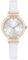 NUOVO Damenuhren Weißes Leder Damenuhren Roségold Gehäuse Elegante einfache Uhr Kristall Diamantuhr Analoge Quarzuhren für Frauen