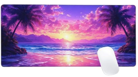 Violet Tapis de Souris XXL 900x400mm, Tapis de Souris Plage, Tapis Souris pour Clavier et Bureau, Étendu Tapis de Souris Gamer, Lavable Surface,Base Antidérapante,Améliorer Précision et Vitesse Z2-732