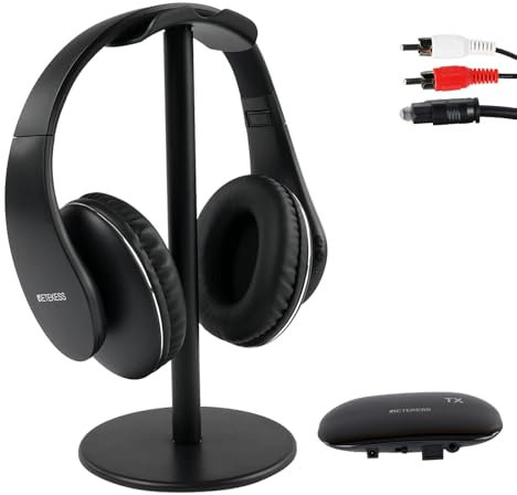 Retekess TA005P Auriculares Inalámbricos para TV,Auriculares de TV con Soporte, Versión Mejorada de Segunda Generación, Cómodos de Usar, Sin retardo de Audio, con Auricular, para Personas Mayores