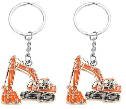 2 Stück Kreative Cartoon Metall-Schlüsselanhänger - Interessantes Geschenk für Bagger-Fans