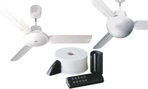 GASFRIGO® - Ventilatore vortice da soffitto con luce e telecomando. Kit composto da: 61750 NORDIK EVOLUTION R 90/36 BIANCO + 22386 TELENORDIK 5TR + 22414 EVOLUTION LIGHT KIT ES