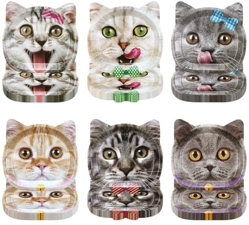 60 pezzi di piatti di carta per feste di compleanno di gatti veri, piatti con motivi di gatti carini per decorazioni di compleanno di animali domestici, forniture per feste a tema gatto, baby shower