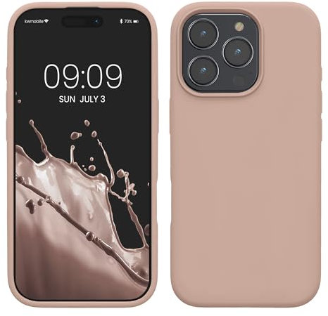 kwmobile Cover per iPhone 16 Pro Max Custodia - Back Case per Smartphone in Silicone TPU - Protezione Gommata - rosa antico