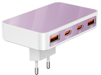 VPSUN 65W USB C Ladegerät Flach,USB Mehrfachstecker Ladestation mit 4 Ports,Reise Schnellladegerät USB C für Laptop,MacBook,iPhone,Samsung,Huawei. (Purple, 65W)