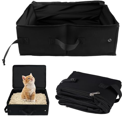 Bac a Litiere de Voyage pour Chat avec Couvercle, Bac à Litière Portable pour Chat 40x30cm Imperméable au Camping, à La Voiture, à L'intérieur et à L'extérieur