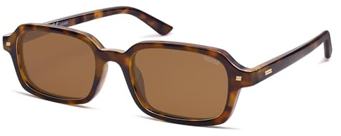 SOJOS Trendy Rectangle Polarized Sunglasses Womens Mens, Small Retro Fashion Thin Slim Square Sunnies SJ2610, Brown Tortoise/Brown