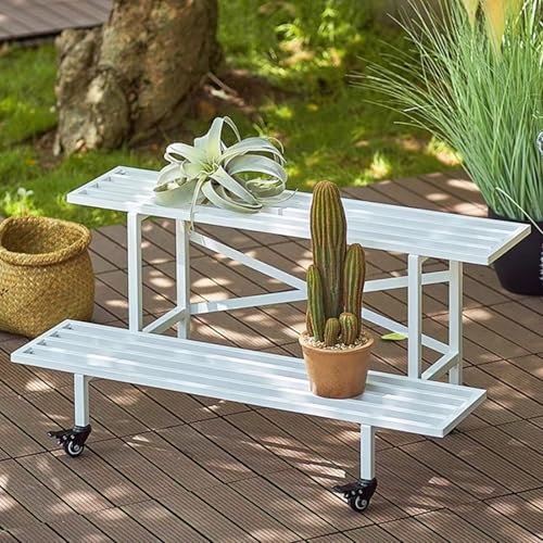 Junvstor Étagère d'angle en métal à 2/3 Niveaux pour Plantes, présentoir pour Plantes, pour Bureau et Maison, Support pour Fleurs, jardinière sur Pied(Type D 90x44.4x102.5cm)