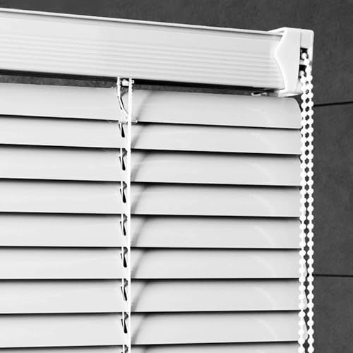 tow000ack Jalousie Aluminium Weiß,25mm Alu Lamelle Tür Fenster Rollo,Verdunkelungsrollo für Haus Büro,Badezimmer,Lichtregulierung,Sonnen- & Sichtschutz,Anpassbar,Breite × Höhe (60cm x 210cm)