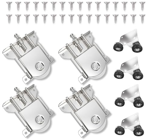 4PCS Roulette Placard Coulissante Roulettes pour Roulette Porte Coulissante | Silencieuse, Portes Coulissantes de Meubles pour Armoires, Portes Coulissante, Fenêtres, (+32 vis porteur 50 kg)