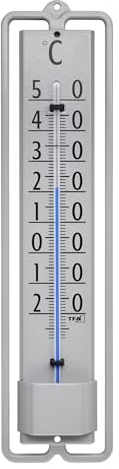 TFA Dostmann Analoges Innen-Außen-Thermometer NOVELLI Design, 12.2001, aus Metall, wetterfest (Anthrazit)