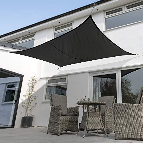 Kookaburra Waterproof Garden Sun Shade Sail Canopy in Black 98% UV Block (3m x 2m Rectangle)