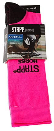Stapp Horse Chaussette Hautes - Coutures plates - Resserrage coup de pied - Semelle bouclette - Anti bactérienne - Equitation - Rose fluo - Kniekous uni Deocell
