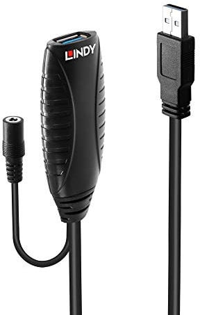 Lindy 15m USB 3.0 Active Extension Cable, Black