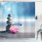 ABAKUHAUS Lotus Blume Duschvorhang, Meditation Harmony, Stoffliches Gewebe Badezimmerdekorationsset mit Haken, 175 x 200 cm, Blau Grau Rosa