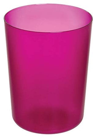 iDesign 29161 iDesign Abfalleimer, runder Mülleimer klein in modernem Design aus robustem Kunststoff, vielseitiger Papierkorb für Bad, Büro, Küche und andere Räume, pink 19,4 cm Durchmesser x 25,4 cm, Pink