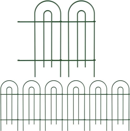 Amagabeli 14-Pack Metal Garden Fence Panels, 80cm(H) x 6m(L), Rustproof No Dig Border Fencing for Outdoor, Landscape Edging, Small Pet & Flower Bed Protection