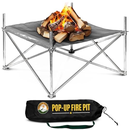 Campfire Defender Protect Preserve Pop-Up Fire Pit | Portable and Lightweight | Fullsize 24 Inch | Never Rust FirePit Pop-Up Pit Ultralite