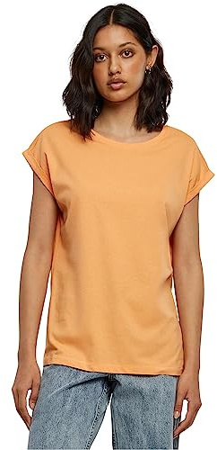 Urban Classics Damen T-Shirt Ladies Extended Shoulder Tee, T-Shirt mit überschnittenen Schultern, aus Baumwolle, erhältlich in vielen Farben, Papaya, L