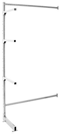 BRB Anbauregal für Kragarmregal, verzinkt, HxBxT 1950x1030x450 mm, 1 Ständer und 3 Arme mit Abrollsicherung