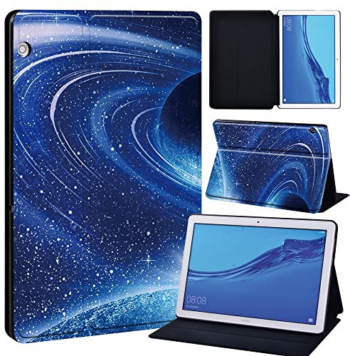 FINDING CASE For Huawei MediaPad T5 10 10.1 Inch Tablet - Printed PU Flip Leather Smart Lightweight Shell Stand Cover Case for MediaPad T5 10 10.1 (MediaPad T5 10 10.1, blue planet)