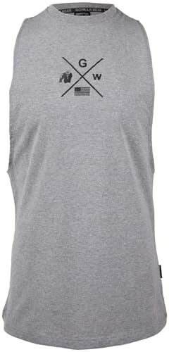 Gorilla Wear Cisco Tank Top - grau - modernes leichtes Oberteil mit Logo zum Sport Freizeit Alltag Workout Training aus Baumwolle Spandex für Bewegungsfreiheit funktionell, L