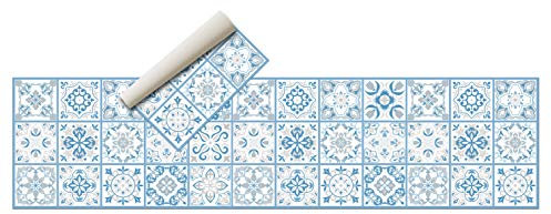 NivellPublicitari Hydraulic Vinylteppich, 240 x 60 cm, Blau, Teppich für Küche, Badezimmer, Wohnzimmer, Esszimmer, Schlafzimmer, PVC-Boden