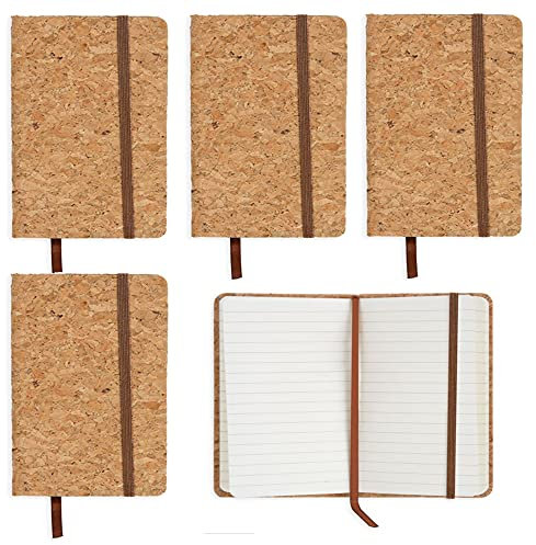 Natuiahan 5 Notizblöcke mit 80 Blättern (160 Seiten), 5 Notizbücher, liniert, Korkdeckel, Bürobedarf, Maße 14,5 x 9 cm