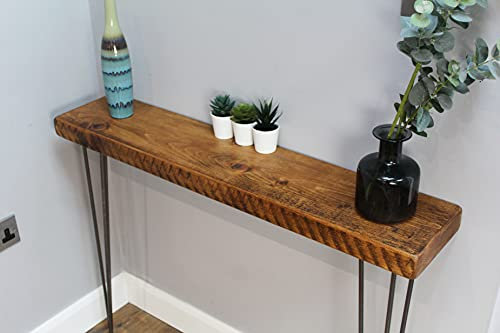 Rustic Chunky Console Table | 20cm or 15cm deep Handcrafted Home Side Table | Wooden Table with Hairpin Legs | Radiator Shelf | Entryway | Hallway | Home Decor