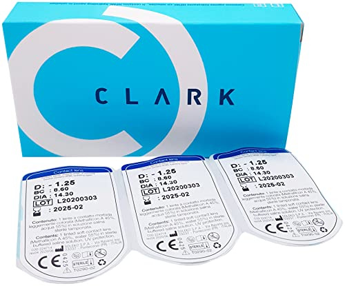 Clarklens - Lentillas Mensuales Graduadas Hidrogel con Protección UV, Pack 3 lentillas. Diámetro 14,3mm. Curva Base 8,6mm. (-5.00 Dioptrías)
